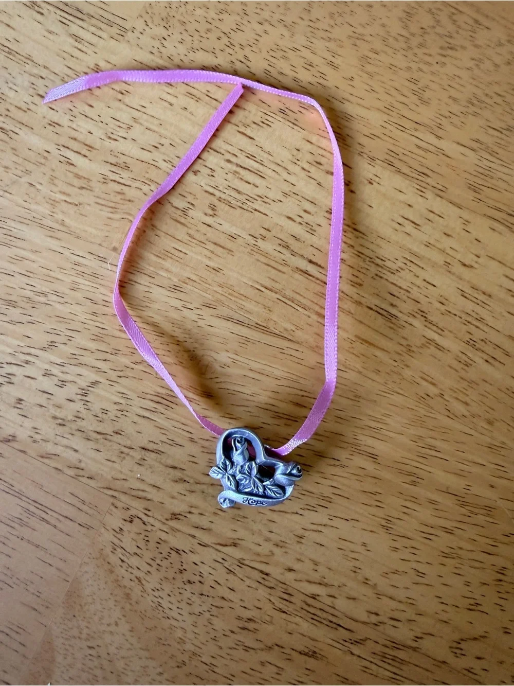 Longaberger Breast Cancer Silver-tone Dove Pendant on Pink Ribbon Tie On